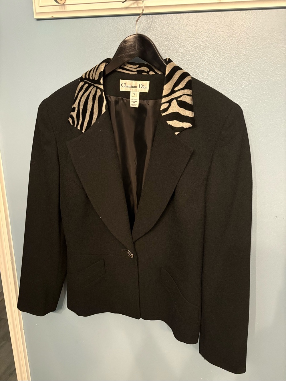 Dior Black Blazer with Zebra-Print Collar